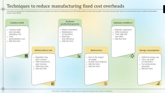 Techniques To Reduce Manufacturing Fixed Cost Overheads