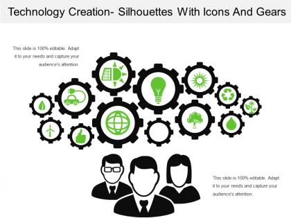 Technology creation silhouettes with icons and gears