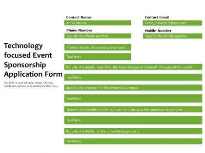 Technology focused event sponsorship application form