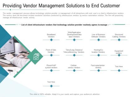 Technology service provider solutions providing vendor management solutions to end customer ppt summary