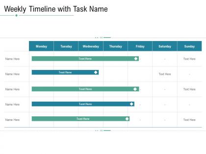 Technology service provider solutions weekly timeline with task name ppt topics