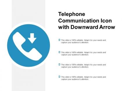 Telephone communication icon with downward arrow