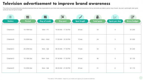 Television Advertisement To Improve Brand Digital And Traditional Marketing Strategies MKT SS V
