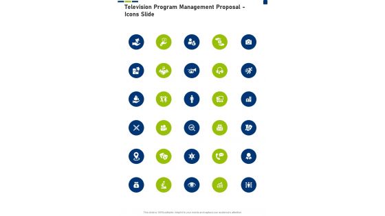 Television Program Management Proposal Icons Slide One Pager Sample Example Document