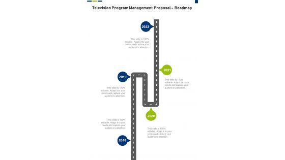 Television Program Management Proposal Roadmap One Pager Sample Example Document