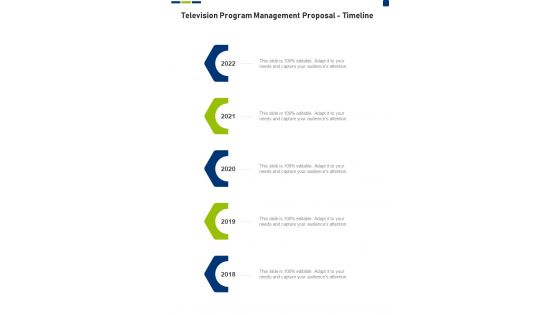 Television Program Management Proposal Timeline One Pager Sample Example Document