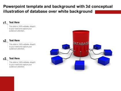 Template and background with 3d conceptual illustration of database over white background