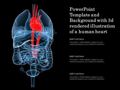 Template and background with 3d rendered illustration of a human heart ppt powerpoint