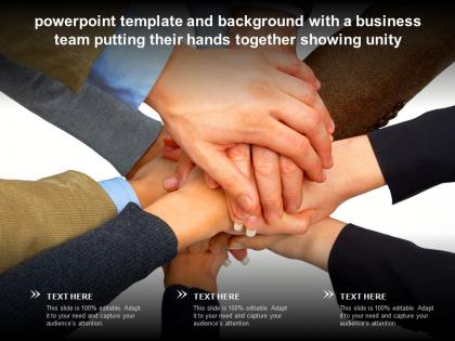 Template and background with a business team putting their hands together showing unity
