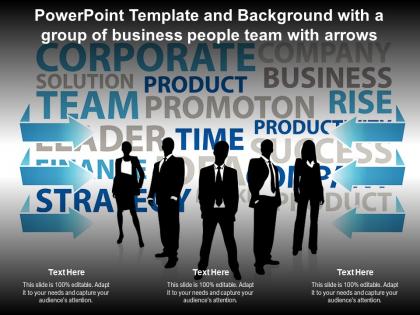 Template and background with a group of business people team with arrows ppt powerpoint