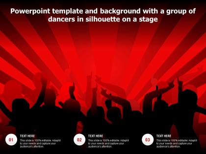 Template and background with a group of dancers in silhouette on a stage ppt powerpoint