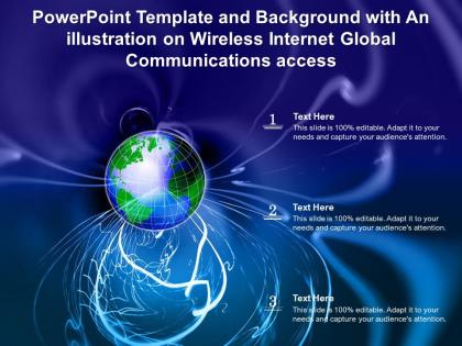 Template and background with an illustration on wireless internet global communications access