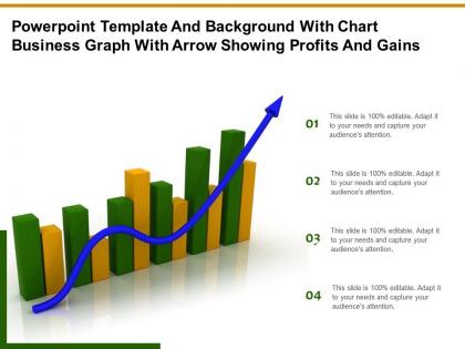 Template and background with chart business graph with arrow showing profits and gains