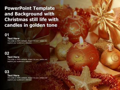 Template and background with christmas still life with candles in golden tone ppt powerpoint