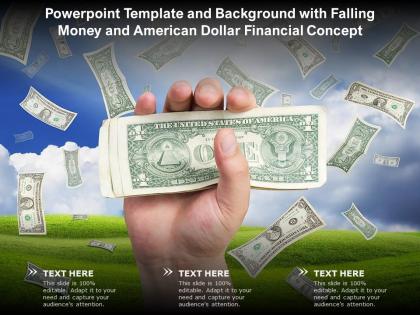 Template and background with falling money and american dollar financial concept
