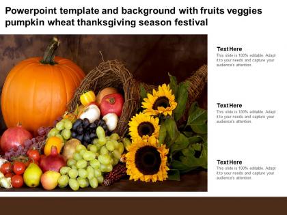 Template and background with fruits veggies pumpkin wheat thanksgiving season festival