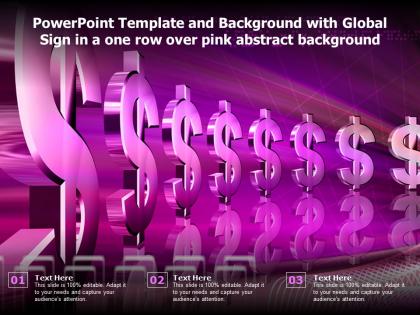 Template and background with global sign in a one row over pink abstract background