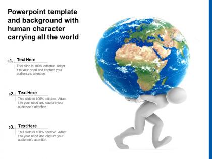 Template and background with human character carrying all the world ppt powerpoint