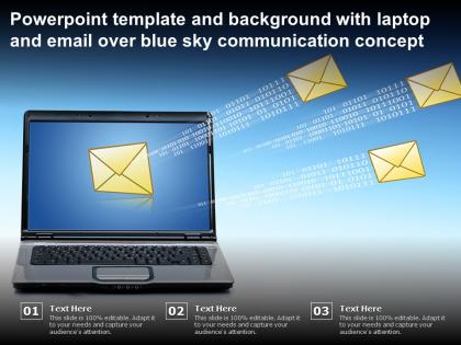 Template and background with laptop and email over blue sky communication concept