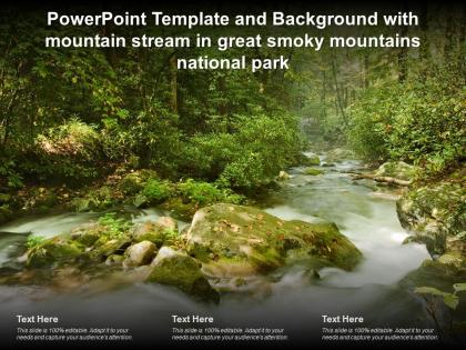 Template and background with mountain stream in great smoky mountains national park