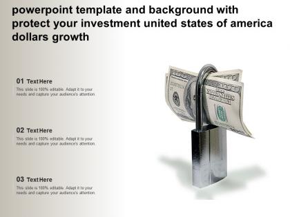 Template and background with protect your investment united states of america dollars growth