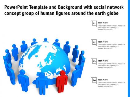 Template and background with social network concept group of human figures around the earth globe