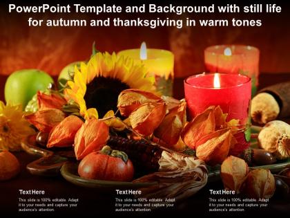 Template and background with still life for autumn and thanksgiving in warm tones