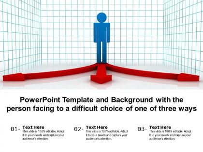 Template and background with the person facing to a difficult choice of one of three ways