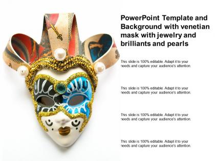 Template and background with venetian mask with jewelry and brilliants and pearls