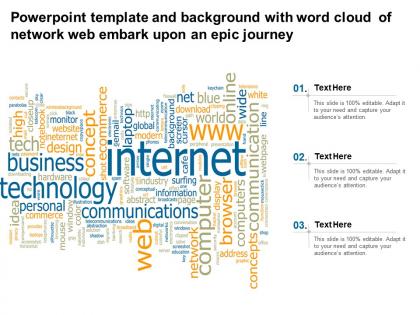 Template and background with word cloud of network web embark upon an epic journey