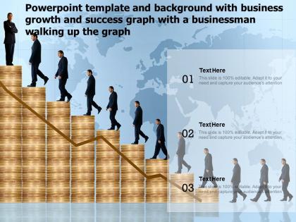 Template and with business growth and success graph with a businessman walking up the graph