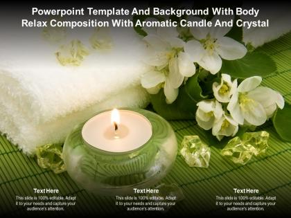 Template background with body relax composition with aromatic candle and crystal