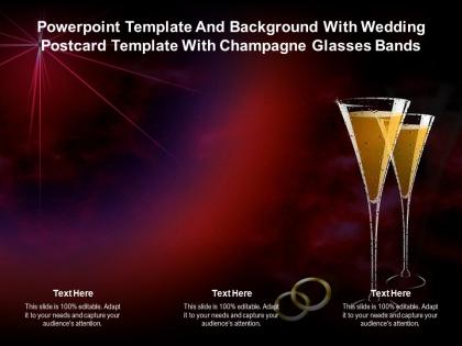 Template background with wedding postcard template with champagne glasses bands