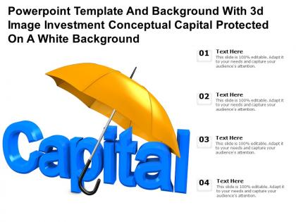 Template with 3d image investment conceptual capital protected on a white background