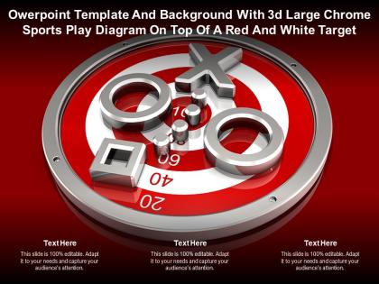 Template with 3d large chrome sports play diagram on top of a red and white target