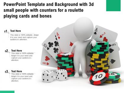 Template with 3d small people with counters for a roulette playing cards and bones