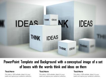 Template with a conceptual image of a set of boxes with the words think and ideas on them
