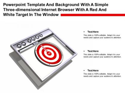Template with a simple three dimensional internet browser with a red white target in window