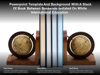 Template with a stack of book between bookends isolated on white international education