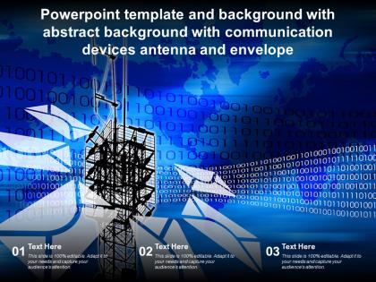 Template with abstract background with communication devices antenna and envelope