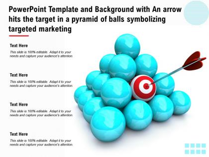 Template with an arrow hits the target in a pyramid of balls symbolizing targeted marketing