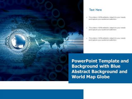 Template with blue abstract background and world map globe ppt powerpoint
