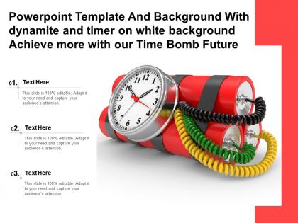 Template with dynamite and timer on white background achieve more with our time bomb future
