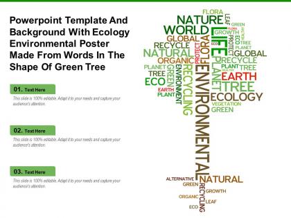 Template with ecology environmental poster made from words in shape of green tree