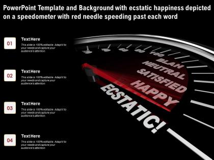 Template with ecstatic happiness depicted on a speedometer with red needle speeding past each word