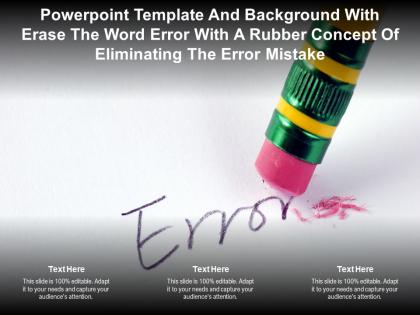 Template with erase the word error with a rubber concept of eliminating the error mistake