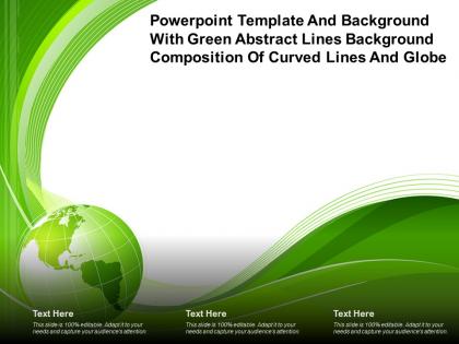 Template with green abstract lines background composition of curved lines and globe