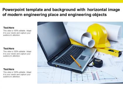 Template with horizontal image of modern engineering place and engineering objects