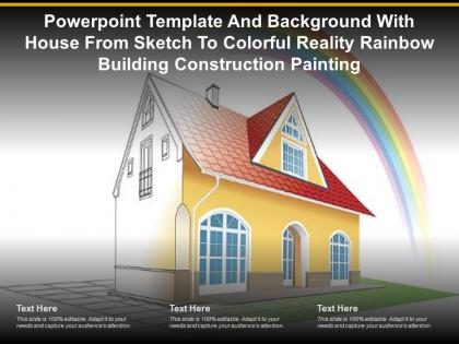 Template with house from sketch to colorful reality rainbow building construction painting