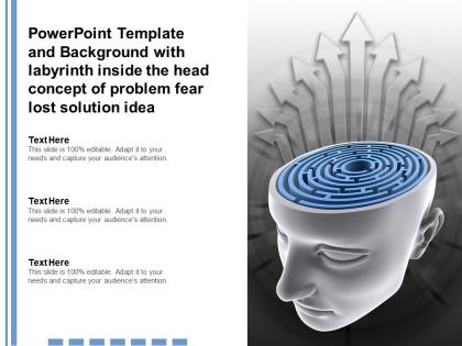 Template with labyrinth inside the head concept of problem fear lost solution idea